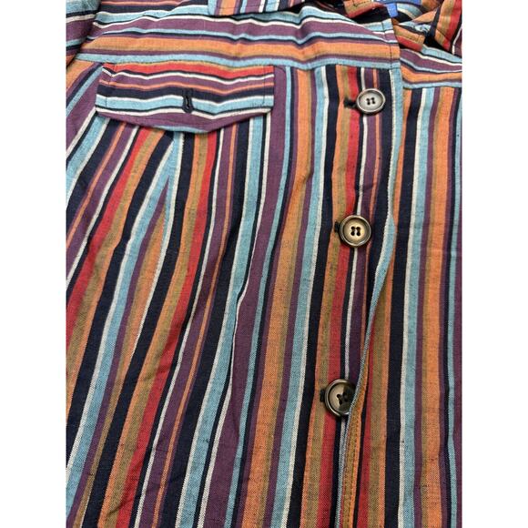 Evan Picone Shaket Blouse Sz 1 X Striped Long Sleeve Boho Western Crop Top - Picture 5 of 13